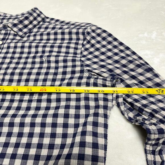 Diesel Gingham Plaid Oxford Shirt Men's XL Blue Button Up Cotton but Feels Linen - Picture 10 of 12